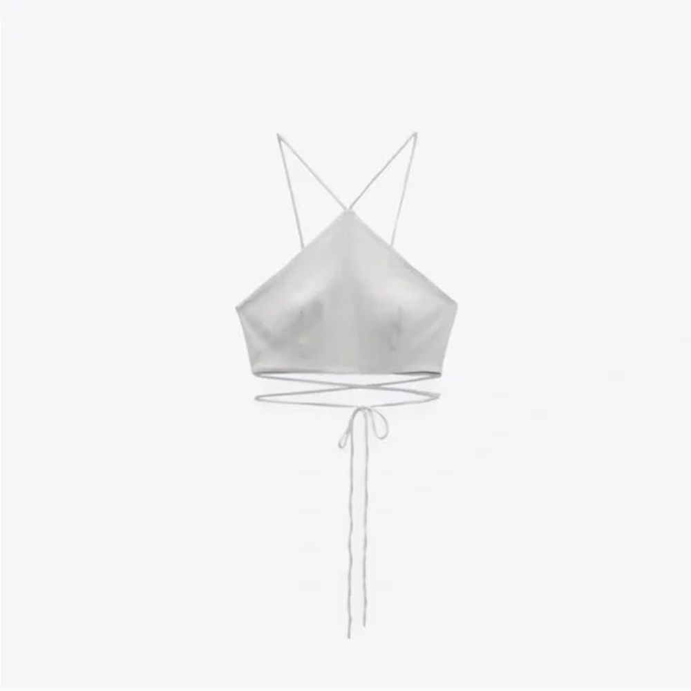 Zara White Strappy Crop Top